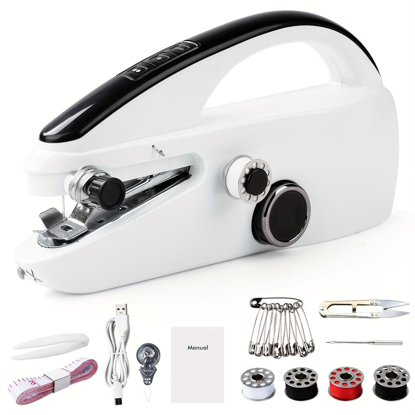 Handheld Sewing Machine Mini Portable - Easy Fast Stitch for Clothes, Fabric & DIY Repairs, Compact Electric Sewing Machine for Beginners, Home & Travel Use, Lightweight Cordless Design