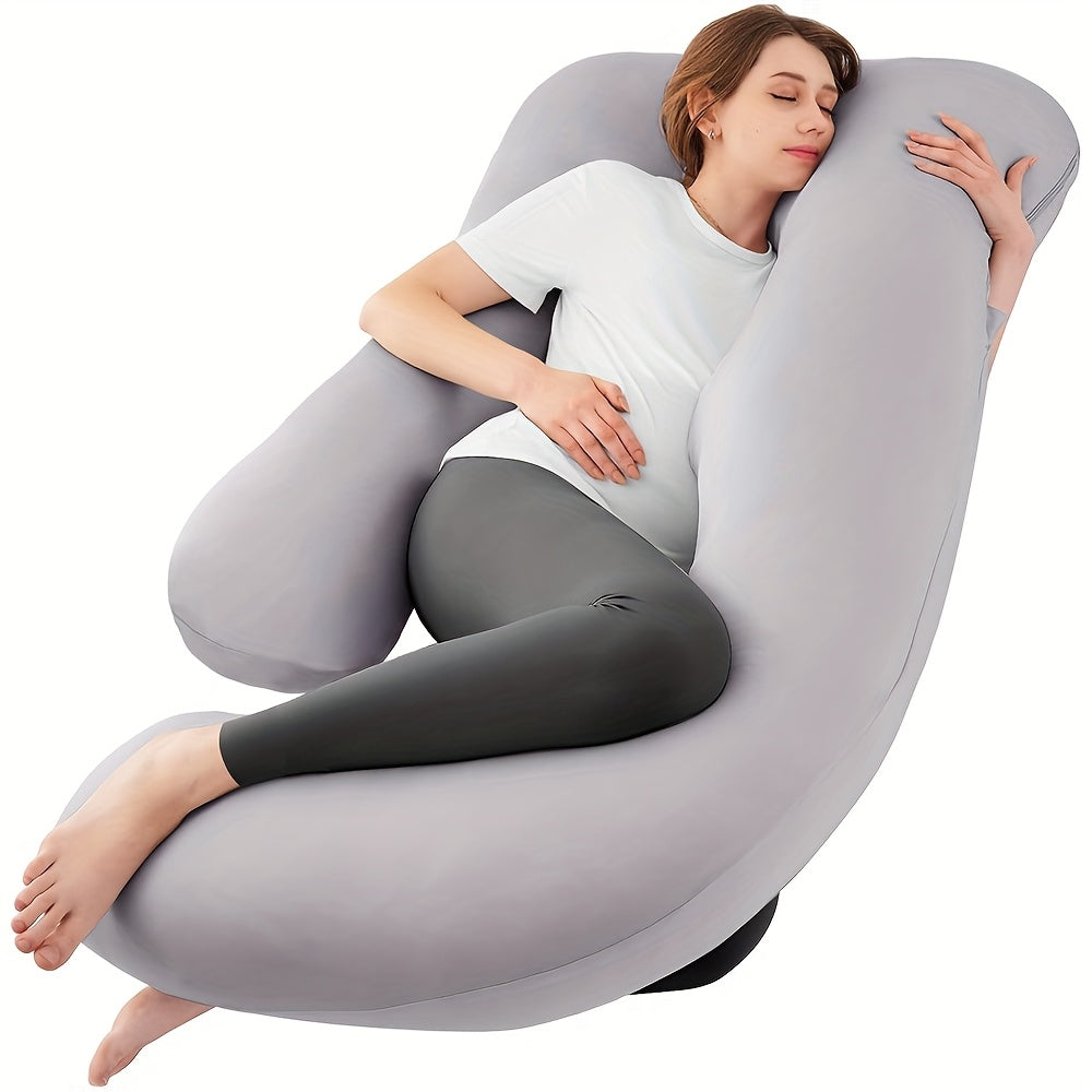 J-Shaped Maternity Pillow Full Body Pregnancy Pillow with Pillowcase – Back, Leg & Tummy Support for Comfortable Sleep, 41" & 60" Sizes, Multiple Colors & Fabrics, Great Baby Shower Gift