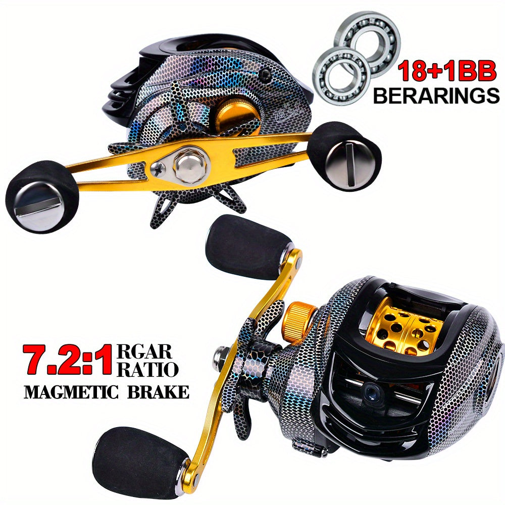 Ambidextrous Fishing Reel – Left & Right Hand Casting Reel, Aluminum Alloy, High-Performance Bearings, Freshwater & Saltwater, Compact Sporty Design
