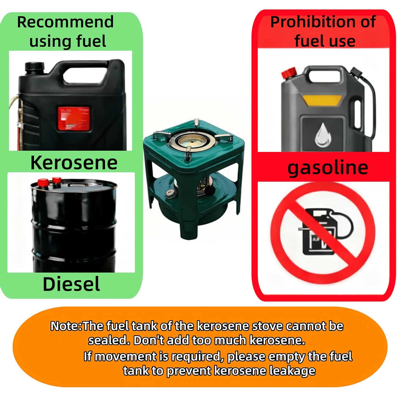 Portable Kerosene Camping Stove with Built-In Burner, Lightweight Paraffin Outdoor Heater & Cooker with Adjustable Flame Control for Camping, Picnics & Barbecues