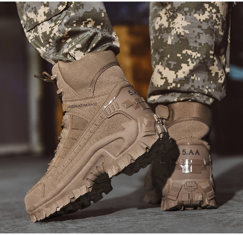 Men's Lightweight High-Top Tactical Hiking Boots – Slip-Resistant Durable Outdoor Boots for Jungle Hiking, Hunting & Adventure Travel, All-Season, Army Green Dark Brown Sand, US 6.5-12