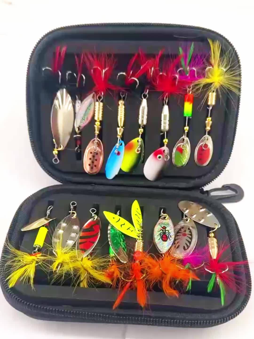16PCS Metal Spoon Fishing Lures Kit – Spinner Bait Set for Pike, Bass, Trout & Walleye with Artificial Lures and Tackle Storage Box, Freshwater Fishing Accessories
