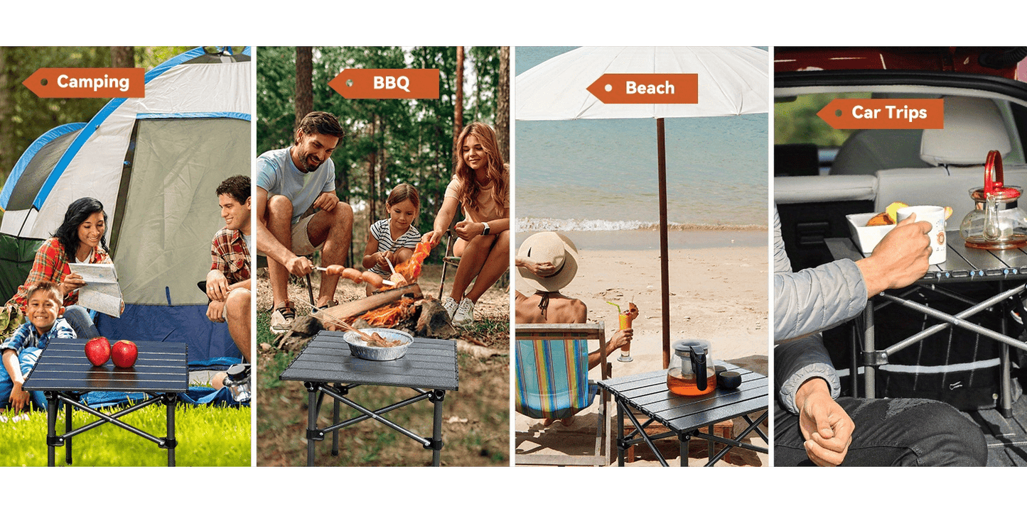 Portable Folding Camping Table Lightweight Collapsible Outdoor Table with Carry Bag Sturdy Legs Large Flat Surface for Picnic BBQ Beach Hiking Tailgating Compact Durable Design Size L and XL