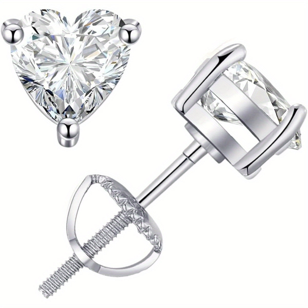 925 Sterling Silver Moissanite Spiral Earrings for Women & Men – Brilliant Lab Diamond Swirl Stud Earrings, Elegant Unisex Jewelry Gift in Gold & Silver, Round & Heart Shapes, 3MM to 6MM