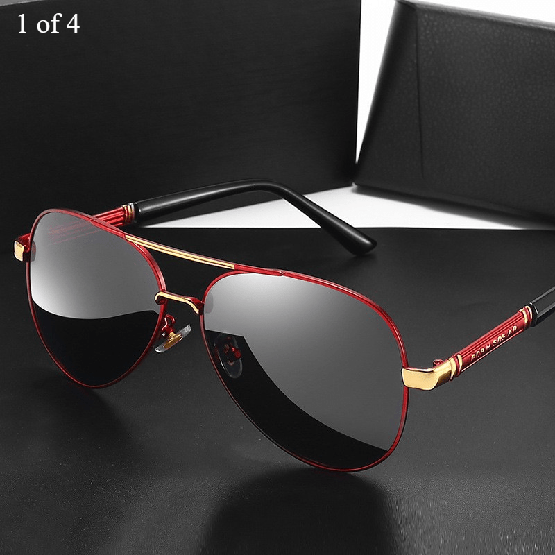 Double Bridge UV400 Polarized Sunglasses for Men & Women – Anti-Glare Lenses for Hiking Fishing Driving, Stylish Unisex Outdoor Eyewear in Black Gold Red Silver, Perfect Gift