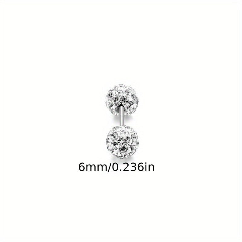 4Pcs 925 Sterling Silver Earrings Set – Boho Sphere Stud Earrings with Cubic Zirconia Inlay, Dainty Luxury Fashion Jewelry Gift for Women, Hypoallergenic Silver Earring Set