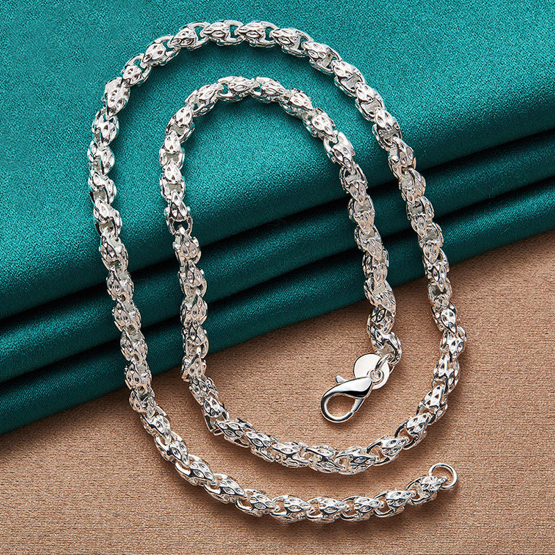 925 Sterling Silver Bamboo Chain Necklace 24 Inch – Nickel-Free, Anti-Allergic, Lightweight 6g, Unisex Fashion Jewelry – Perfect Gift for Men & Women