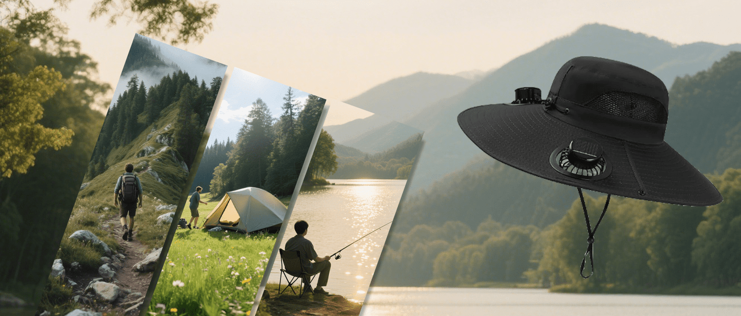 Solar Powered Fan Sun Hat for Men – Wide Brim UV Protection, Built-In Solar Fan, One Size Fits Most – Ideal for Fishing, Hiking, Beach & Outdoor Activities