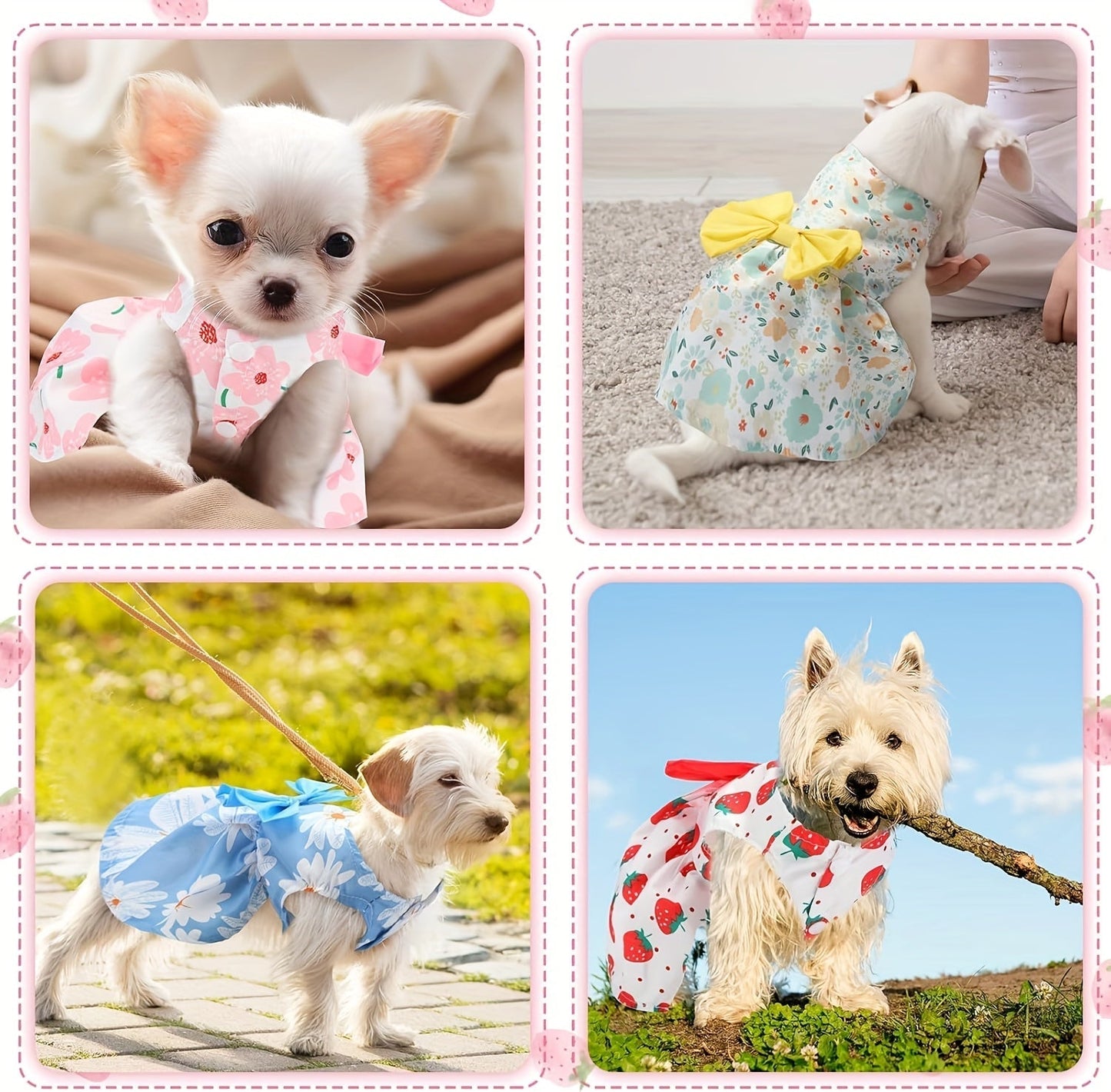 5pcs Dog Dress Set for Small Dogs Floral Princess Bow Puppy Dresses Soft Polyester Pet Costume for Yorkies Chihuahuas Cats Small Pets All Seasons 5 Cute Styles
