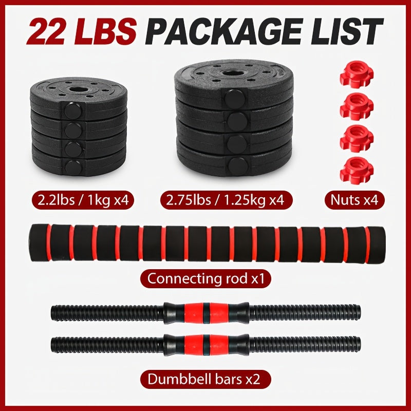 Adjustable Dumbbell Set 22 lb & 44 lb – 3-in-1 Quick-Adjust Free Weights for Home Gym, Strength Training, Full-Body Workouts, Space-Saving Compact Fitness Equipment for Men & Women
