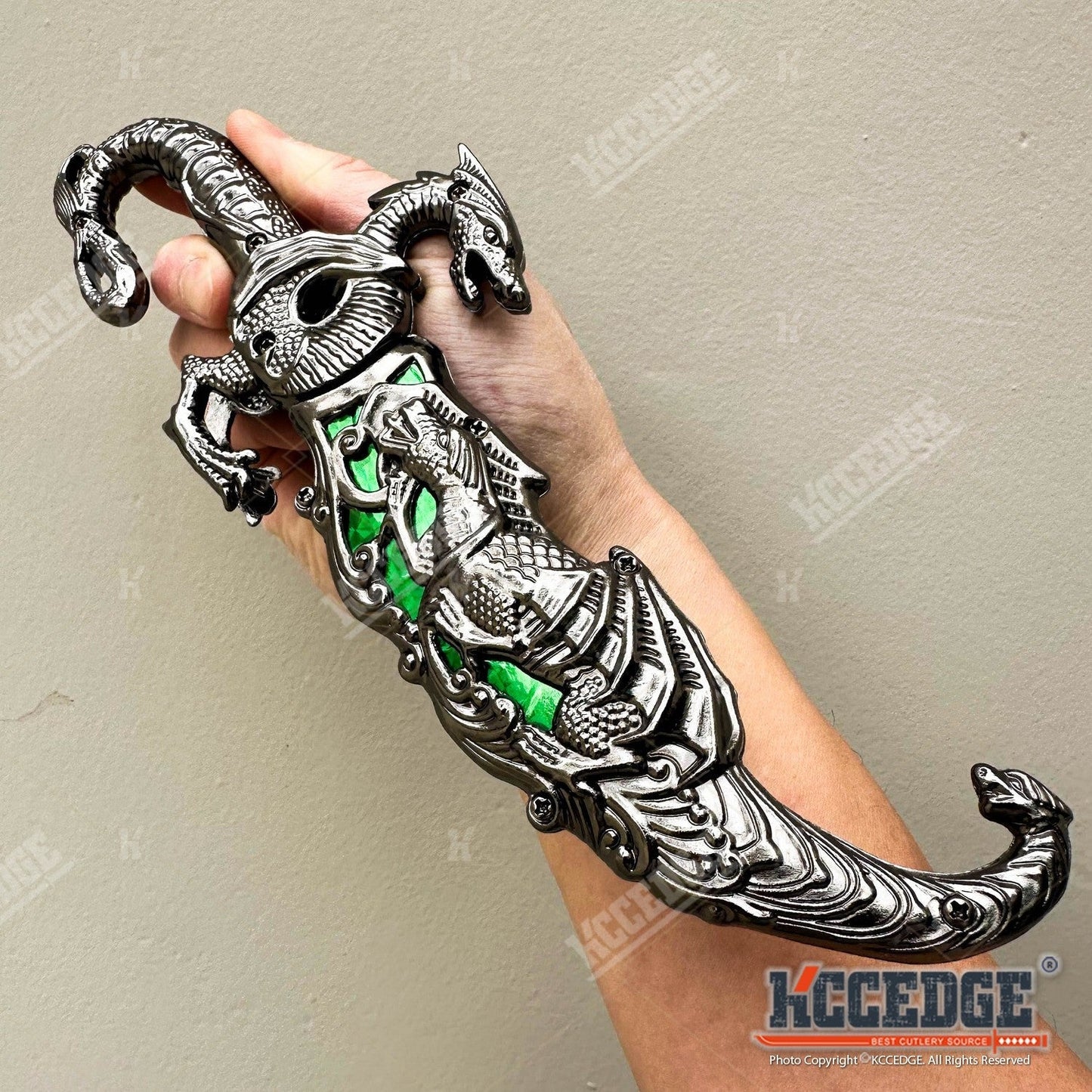 Medieval Dragon Fantasy Fixed Blade Knife with Scabbard 9 Inch – Non-Sharpened 440 Stainless Steel, Cosplay Prop, Historical Replica, Home Decor Collectible, 5 Colors