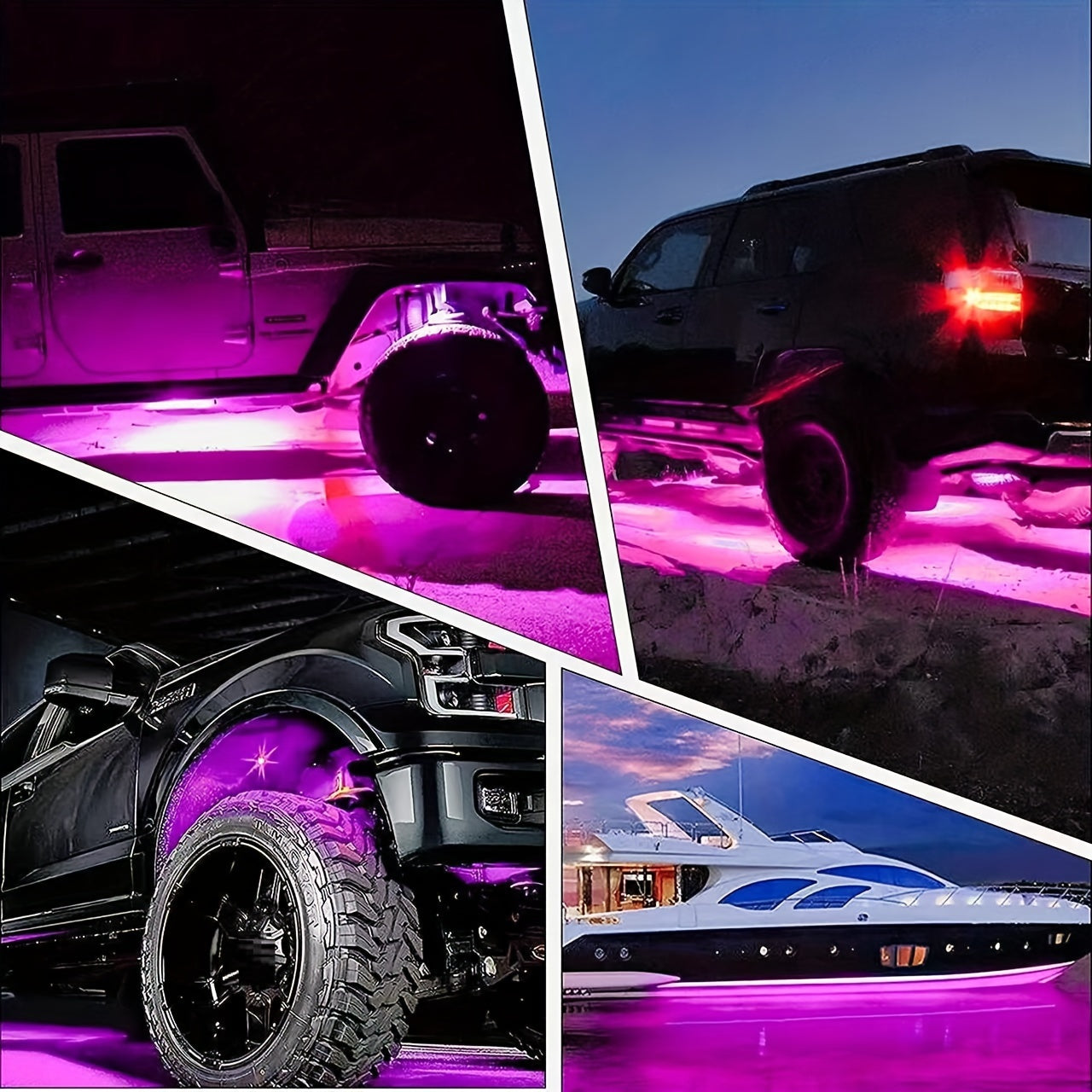 RGB LED Rock Light Kit for Trucks & Off-Road Vehicles - Sound Activated APP & Remote Dual Control, Multi-Color Underglow Chassis Neon Lights for Pickup Trucks, SUVs & 4x4, 4/6/8/10 Pod Options