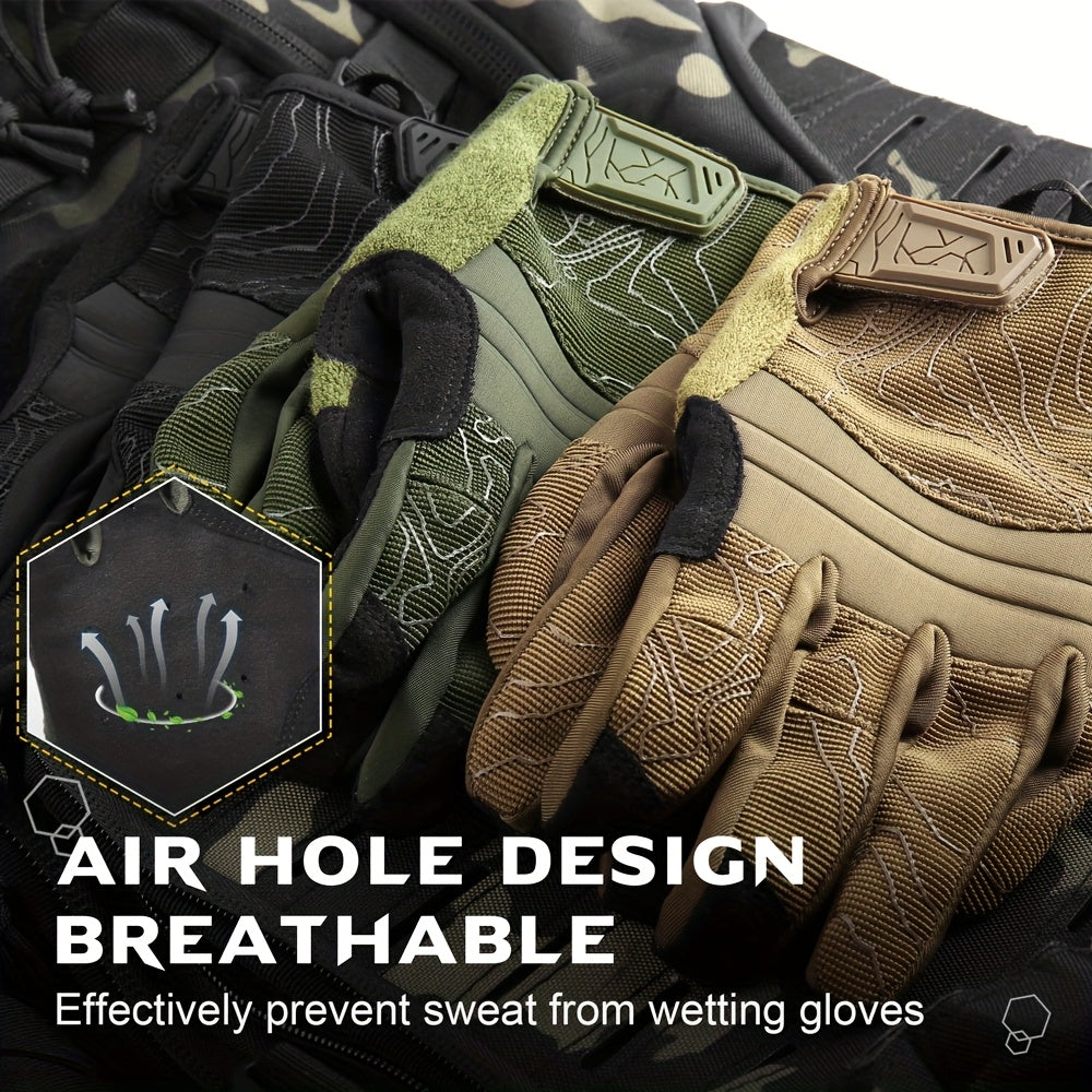 Breathable Full Finger Tactical Gloves with Touchscreen Tips – Anti-Slip Flexible Professional Gloves for Driving Cycling Working Outdoor Sports, Sizes S-XL in Black & Green