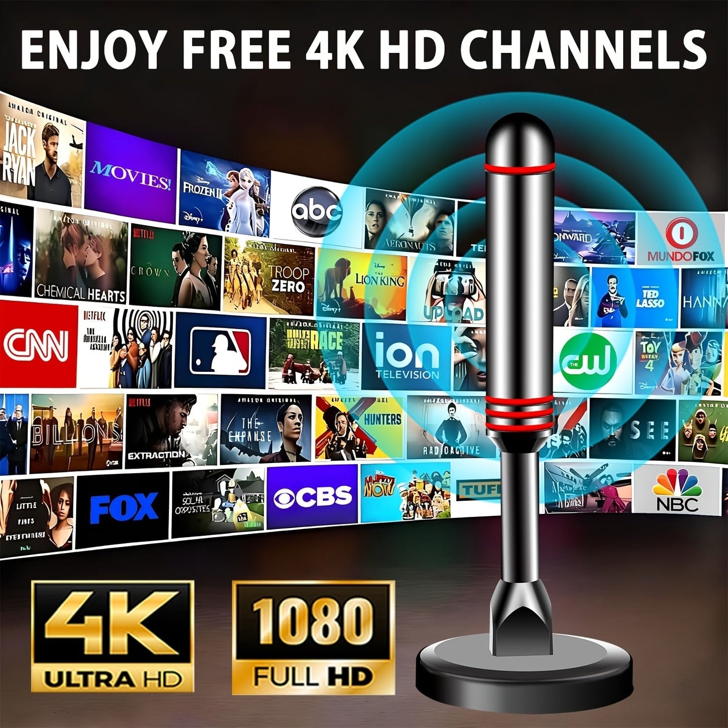 2025 TV Antenna 150 Mile Range Indoor Outdoor HD Digital Antenna for Smart TV Local Channels Supports 8K 4K 1080P with 10ft Premium Coaxial Cable