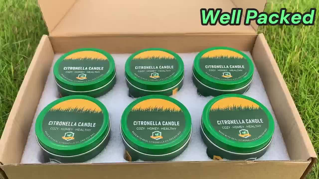 Citronella Candles Outdoor 6-Pack 4.4oz Each 150-Hour Burn Natural Mosquito Repellent for Patio Camping BBQ Garden Yard Party Deck Lanai Home Decor Gift