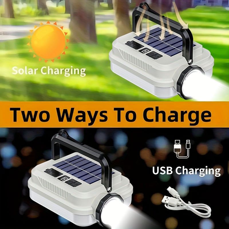 Solar Rechargeable Camping Flashlight Ultra Bright - 3600mAh Lithium Battery, 8 Lighting Modes, Hidden Hook, Portable LED Camping Lantern for Camping, Hiking, Fishing, Climbing, Emergency Power Outage