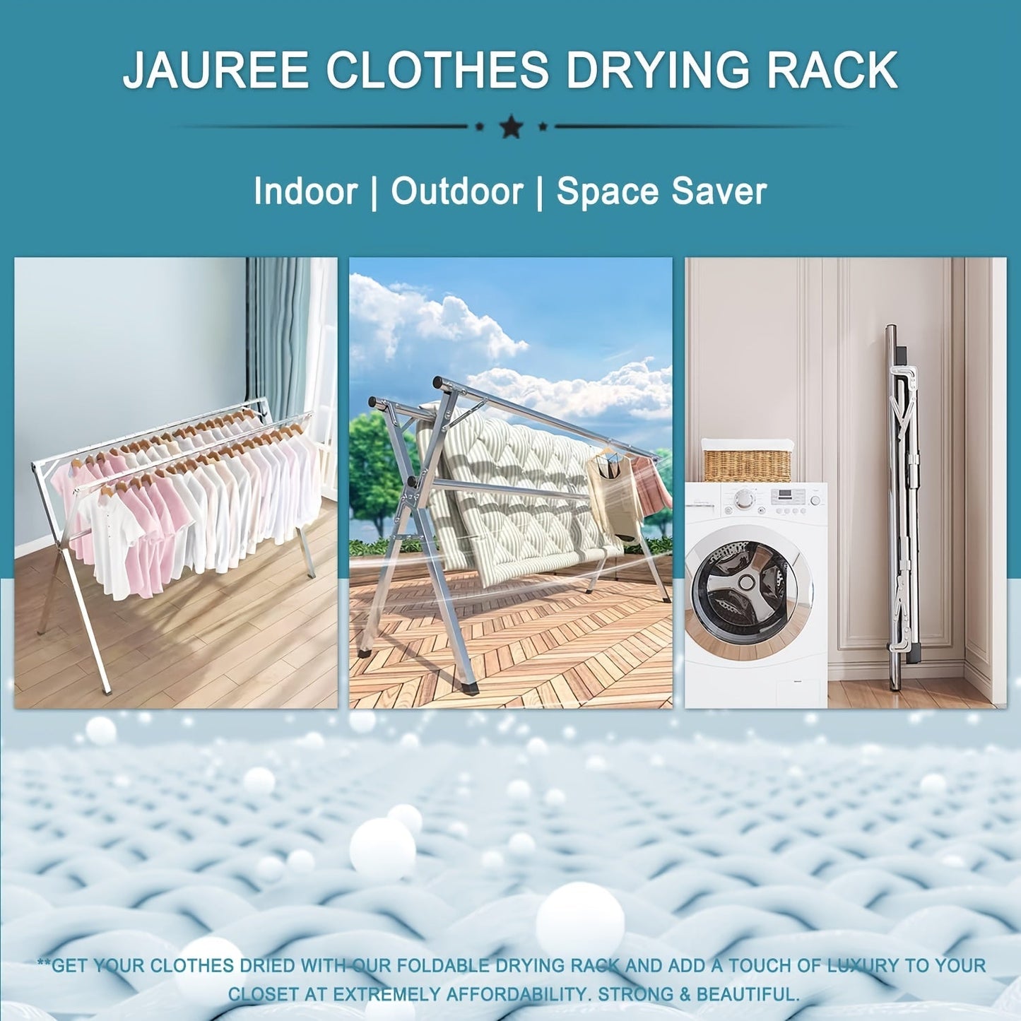 Clothes Drying Rack Stainless Steel 63" & 78.7" Retractable Foldable Heavy Duty Laundry Drying Rack, Collapsible Indoor Outdoor Clothesline with Adjustable Length for Balcony Bedroom Laundry Room