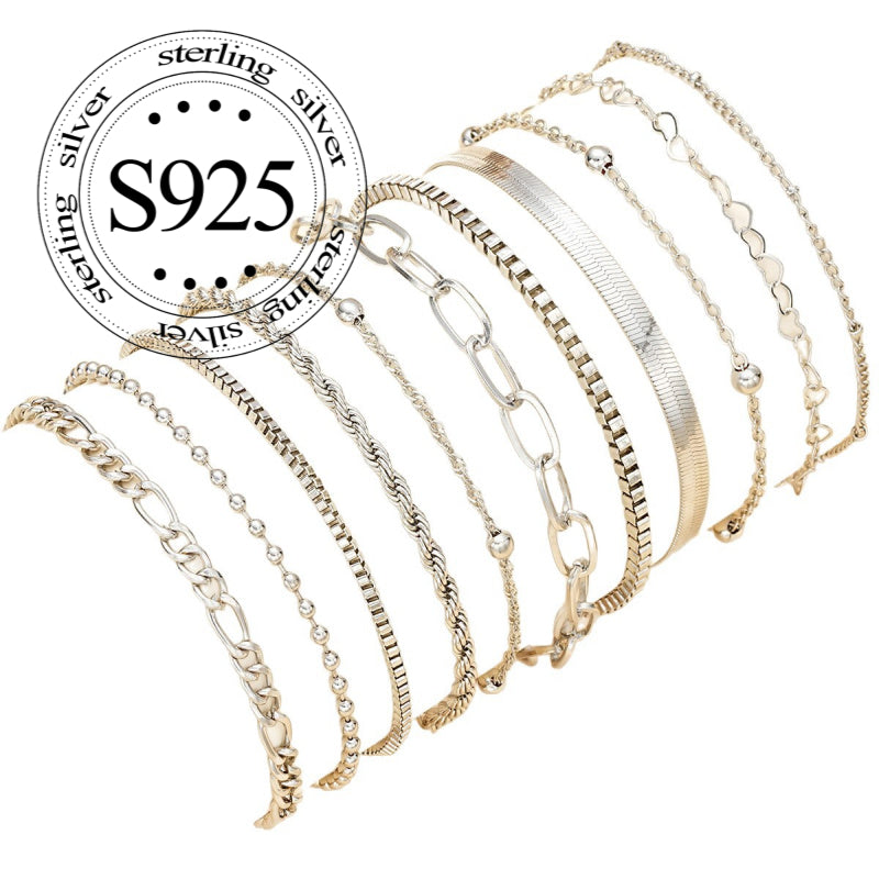 11 Piece 925 Sterling Silver Snake Chain Bangle Set for Women – Bohemian Stackable Twisted Bracelets, Vintage Holiday Jewelry Gift Set for Her