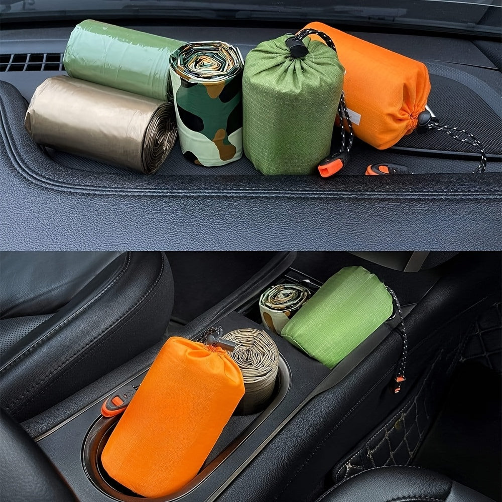 Emergency Mylar Sleeping Bag 4-Piece Kit – 2 Thermal Survival Sleeping Bags + 2 Whistles, Lightweight Portable Shelter for Camping, Hiking, Backpacking, Outdoor Survival & Emergencies