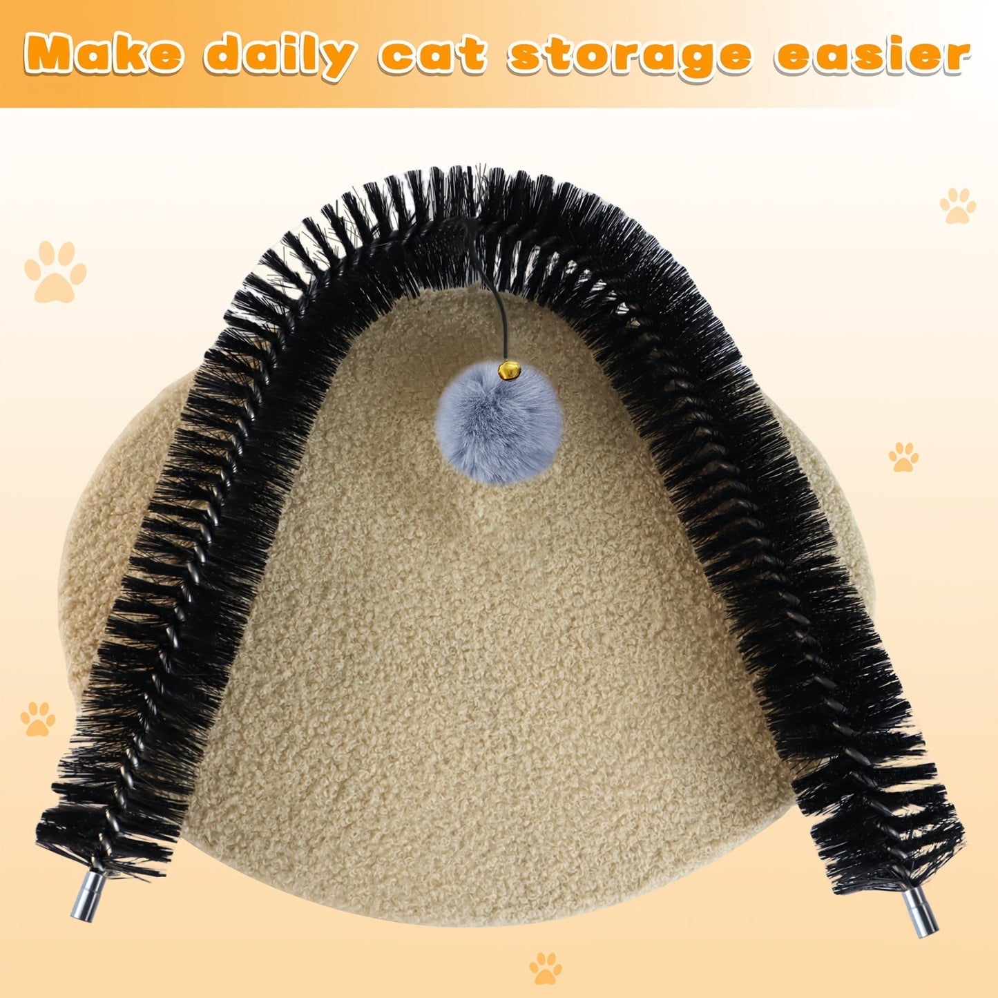 Cat Arch Self-Groomer Toy with Scratching Pad – Interactive Massage Brush for Indoor Cats, Shedding Relief & Stress Relief Grooming Arch