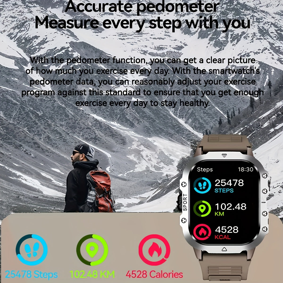 Smart Watch 2.01 Inch Large Screen LED Flashlight Fitness Tracker for Men Women Compatible Android iPhone Outdoor Sports Activity Tracker Heart Rate Monitor Step Counter Sleep Tracker
