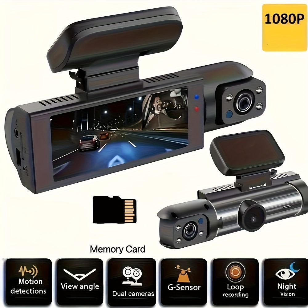 Dual Dash Cam Front & Inside 1080P – IR Night Vision, 150° Wide Angle, Loop Recording, Car DVR Camera with 32GB/64GB SD Card Option, 2" or 3.16" Screen