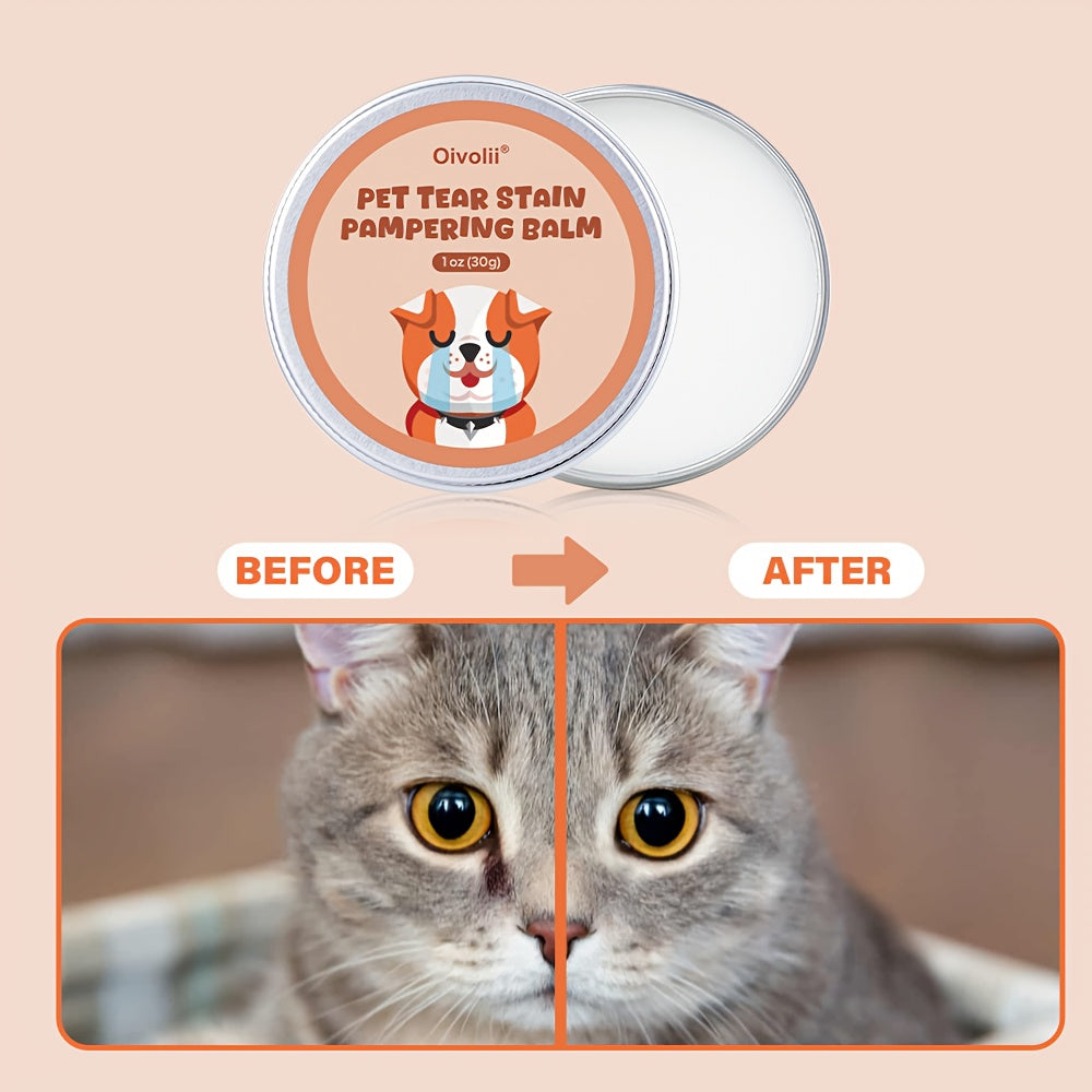 Pet Tear Stain Remover Balm for Dogs & Cats – Gentle Non-Irritating Eye Stain Cleaner, Safe for Sensitive Eye Area, Easy to Apply, 30g Compact Size