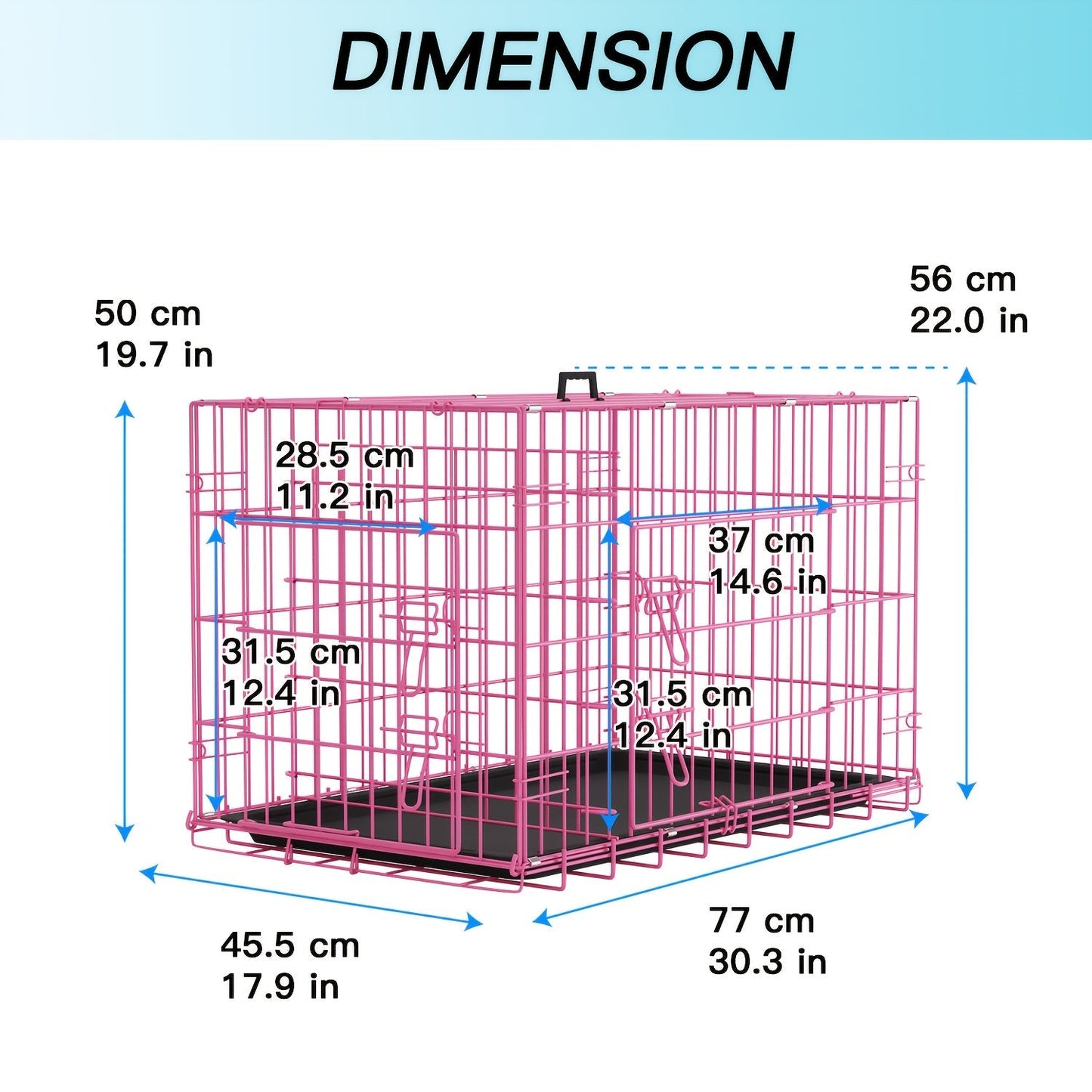 Foldable Metal Wire Dog Crate for Small Dogs & Rabbits – Adjustable Divider Panel, Leak-Proof Plastic Pan, Indoor Outdoor Pet Kennel for Chihuahuas Toy Breeds Small Animals, Multiple Sizes