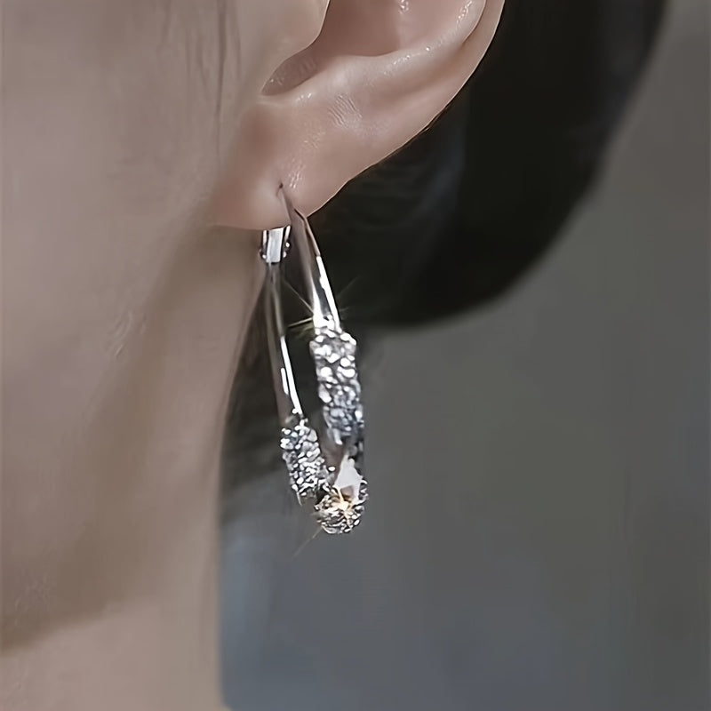 925 Sterling Silver Oversized Hoop Earrings for Women – Minimalist Large Round Hoops, Vintage Elegant Daily & Party Fashion Jewelry Gift for Her