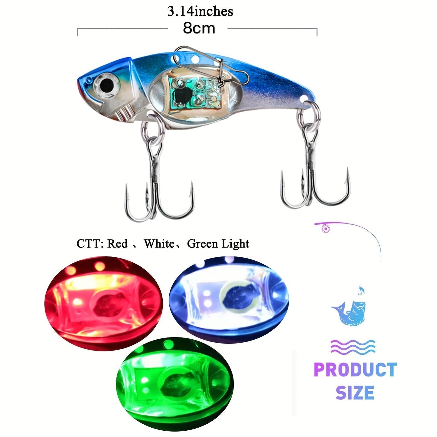 Electronic Fish Shaped Fishing Lure with LED Light, Sound & Vibration – Aluminum Alloy Bait Attracts Fish from 500 Meters, Outdoor Fishing Equipment for Bass, Saltwater & Freshwater – 1/2/3/4 Pack