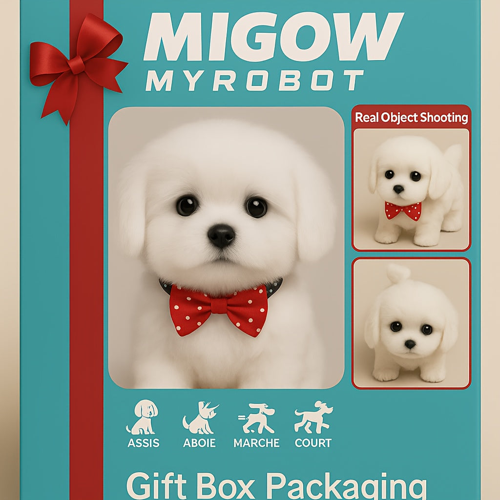 Interactive Robotic Plush White Labrador Puppy Toy Walks Barks Wags Tail Realistic Electronic Pet Dog Gift Box Kids Birthday Christmas Holiday Gift Boys Girls Ages 3 and Up