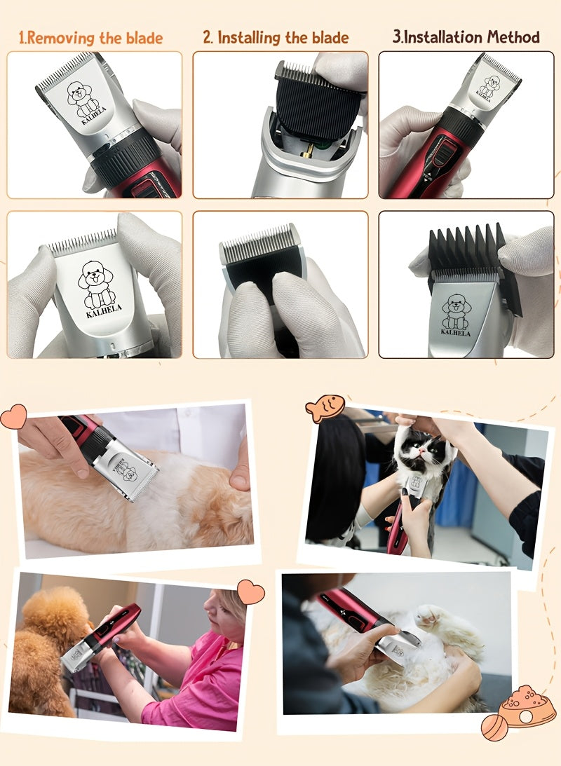 USB Rechargeable Wireless Pet Hair Trimmer for Dogs and Cats - Cordless Grooming Scissors with Lithium Battery 36V Low Voltage Safe, Professional Home and Salon Use Pet Clipper