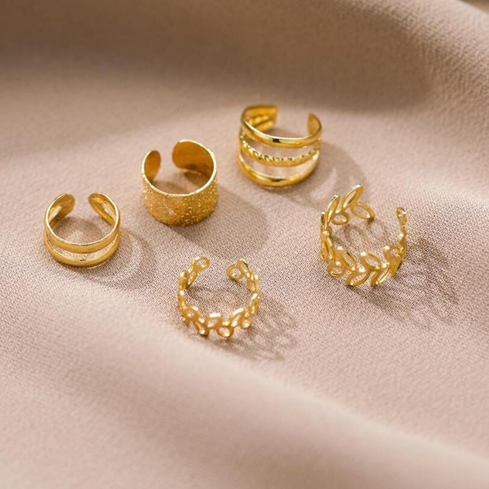 5-Pack Non-Piercing Ear Cuffs for Women Hypoallergenic Clip-On Cartilage Earrings Silver & Gold Stackable No Hole Needed