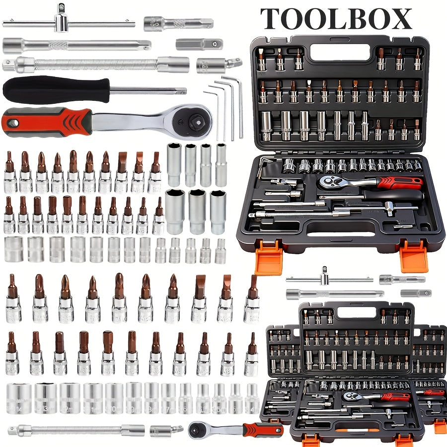 52 Piece Professional Tool Set with Portable Toolbox Multi-Functional Home and Car Repair Kit for DIY Enthusiasts and Professionals Gift for Men Available in Red Standard Black and White