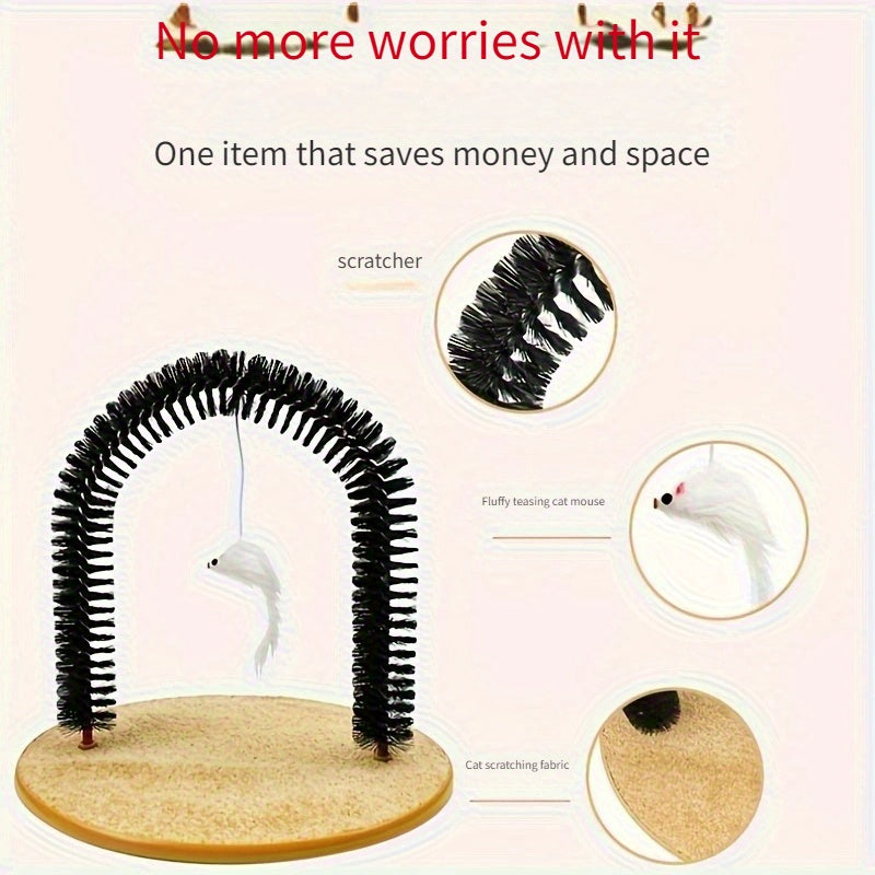 Cat Arch Self-Grooming Massage Toy – Interactive Scratch, Rub & Groom Tool for Cats & Kittens, Plastic Bristle Arch, 13 Inch, Stress Relief & Entertainment for Indoor Cats