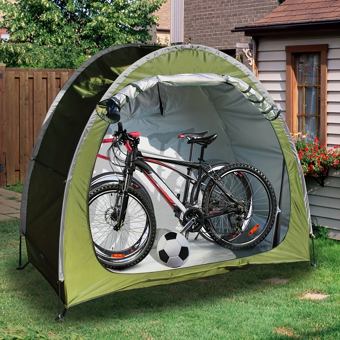 Portable Folding Bicycle Storage Tent Shed – Fits 2-3 Bikes, 210D Oxford PU4000 Waterproof & Dustproof, 83"x32"x65", 8-Min Setup, Ideal for Home, Garden & Outdoor Bike Storage