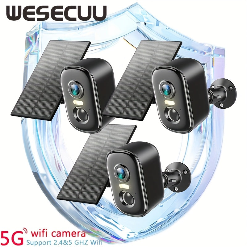 Solar Security Camera Outdoor Wireless WiFi – 1080P HD Night Vision, Dual Band 5G & 2.4GHz, IP66 Weatherproof, Motion Detection, App Remote Monitor, Indoor Outdoor Home Surveillance for Pets