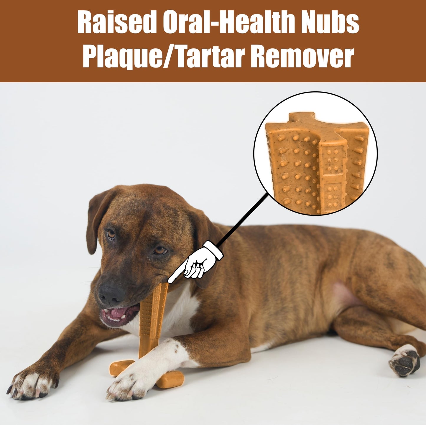 T-Shaped Dog Dental Chew Toy – Durable Non-Splintering Plastic Chew Toy with Textured Ridges & Ergonomic Grip for Aggressive Chewers, Teething Puppies & Adult Dogs, Teeth Cleaning Dog Toy