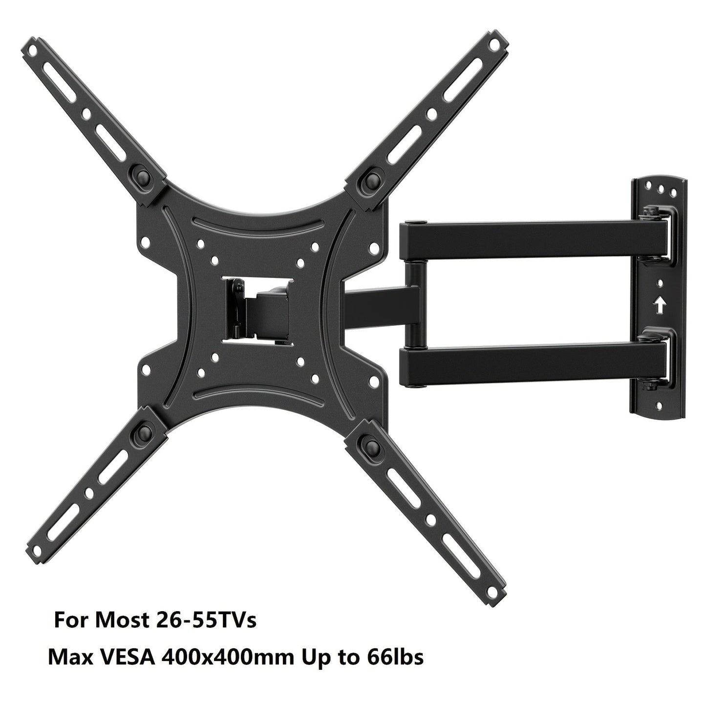 Full Motion TV Wall Mount 37-75 Inch Dual Arm Articulating Swivel Tilt Rotation VESA 600x400mm 132 lbs for OLED LCD LED Flat Curved TVs 24 Inch Extension