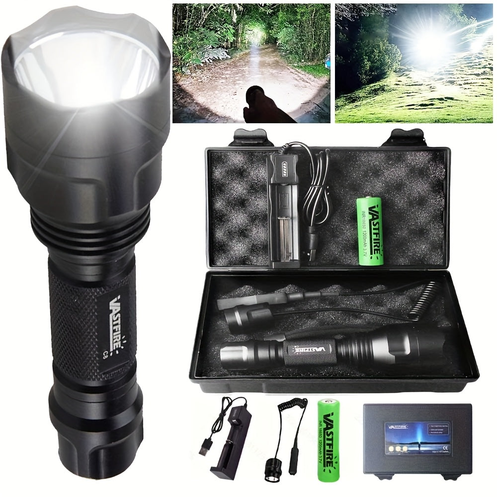 High Power Green Flashlight 350 Yards Long Range Night Vision with Remote Control & Rechargeable 18650 Battery – Spotlight Beam for Hunting, Fishing, Camping, Beekeeping & Outdoor Night Activities