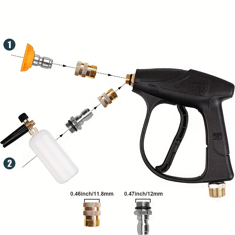 High Pressure Washer Gun 3000 PSI with 5 Spray Nozzles, 1/4" Quick Connect & M22-14 Hose Connector – Car Wash, Garden Irrigation & Patio Cleaning Spray Gun for Pressure Washers
