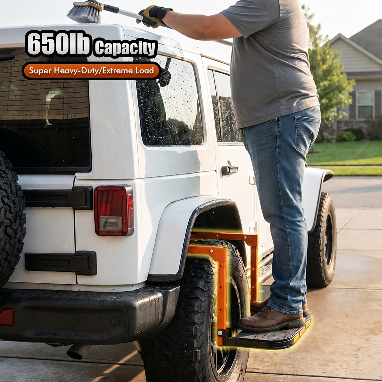 Foldable Tire Steps Anti-Slip for Truck SUV Trailer – Adjustable Height, 300/500/650 LB Load Capacity, Fits Tires Up to 13.5" Wide, Portable Tire Step Stool