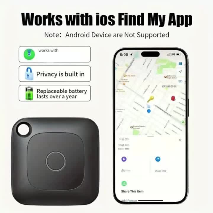 WeTag Smart Bluetooth Item Tracker 1.43" Mini GPS Finder for Keys Wallet Luggage Car Bags – High Decibel Alarm App Control – 1/2/4/8 Pack – Gift for Travelers