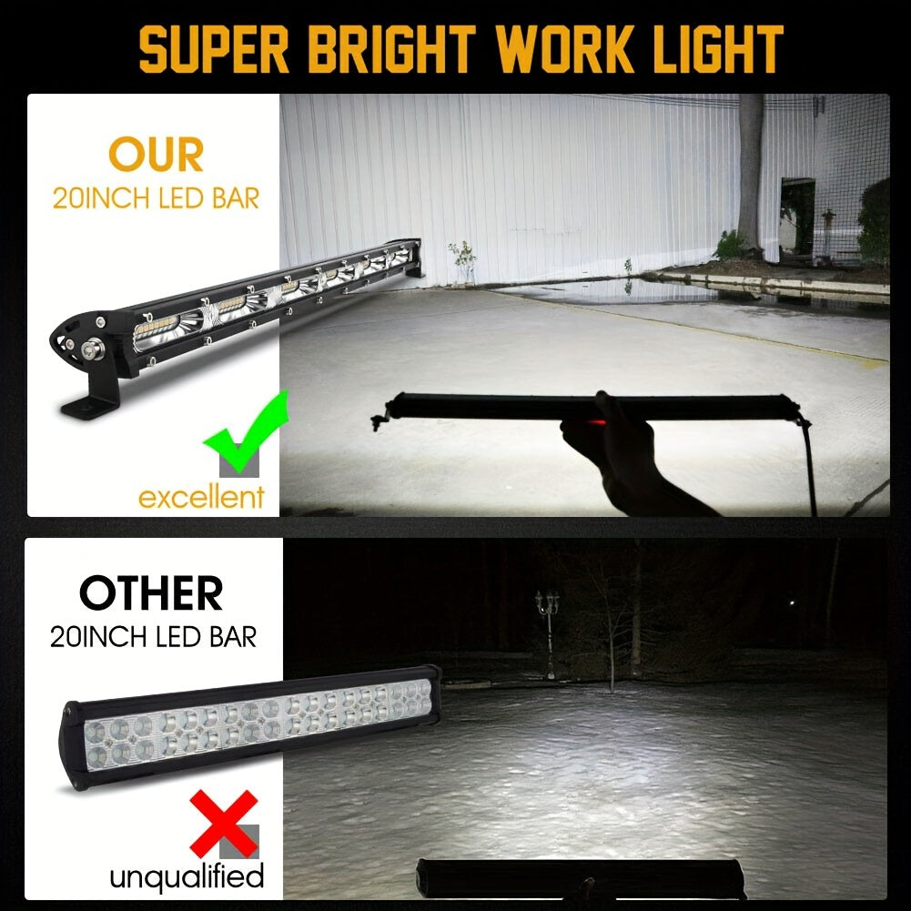 20 Inch 180W LED Light Bar Offroad Single Row – Ultra Slim 12V/24V Work Lamp for Truck, ATV, SUV, Tractor, Jeep & Boat – 6000K White, 50000Hr Lifespan – Velora