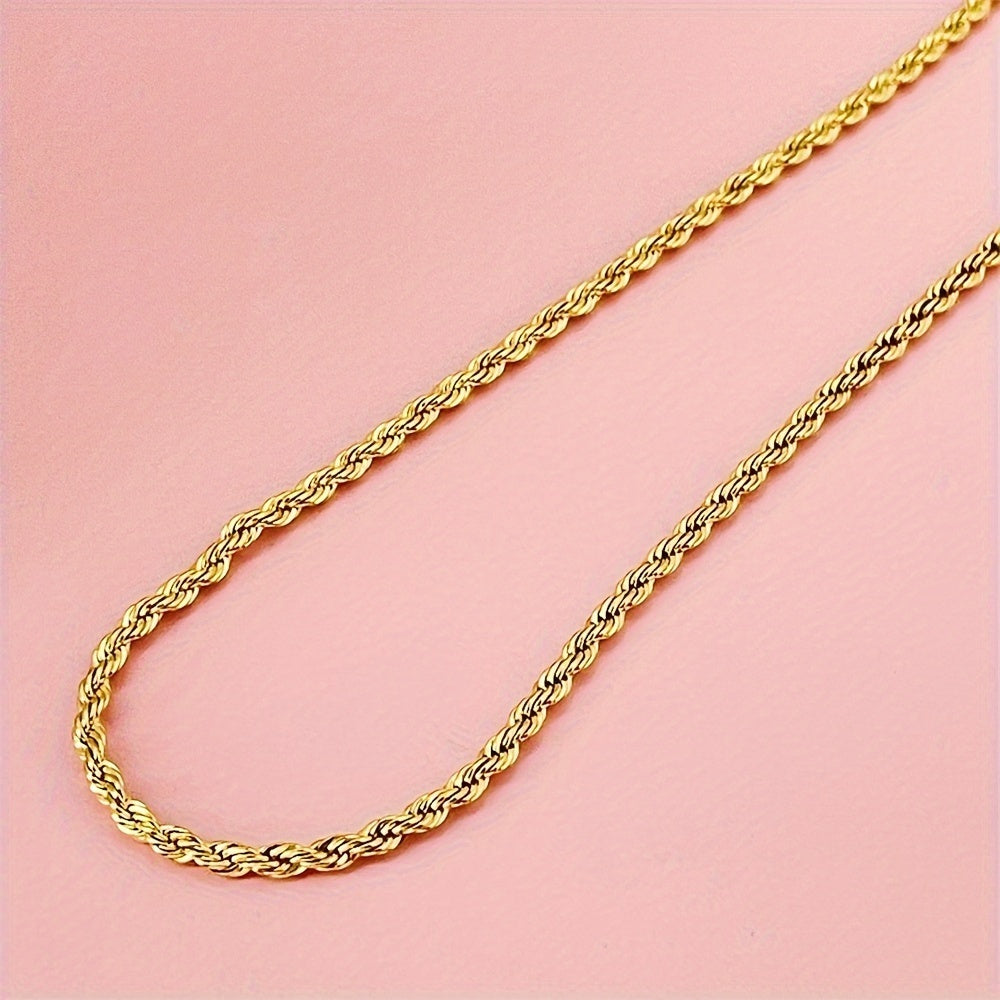 18K Gold Plated Twisted Rope Chain Necklace in 925 Sterling Silver – Hip-Hop & Elegant Unisex Chain, 20"/22"/24", Christmas & Mother's Day Gift Box