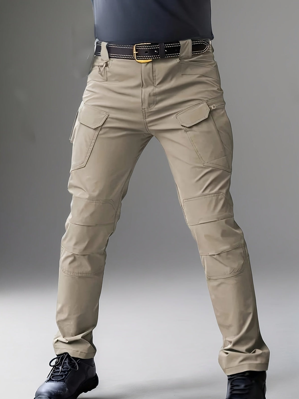 Men's Tactical Cargo Pants Lightweight Quick Dry β Breathable Multi-Pocket Hiking Pants with Belt, Relaxed Fit All-Season Outdoor Work Pants, Wear-Resistant β M to XXXL, Black / Grey / Khaki