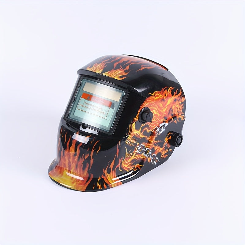 Solar Auto Darkening Welding Helmet True Color Large View Area - DIN 9-13 Adjustable Shade, 1/25000s Fast Response, Lightweight 18.3oz Welder Hood Mask for MIG TIG Arc Welding, Eagle Lightning Black Fire