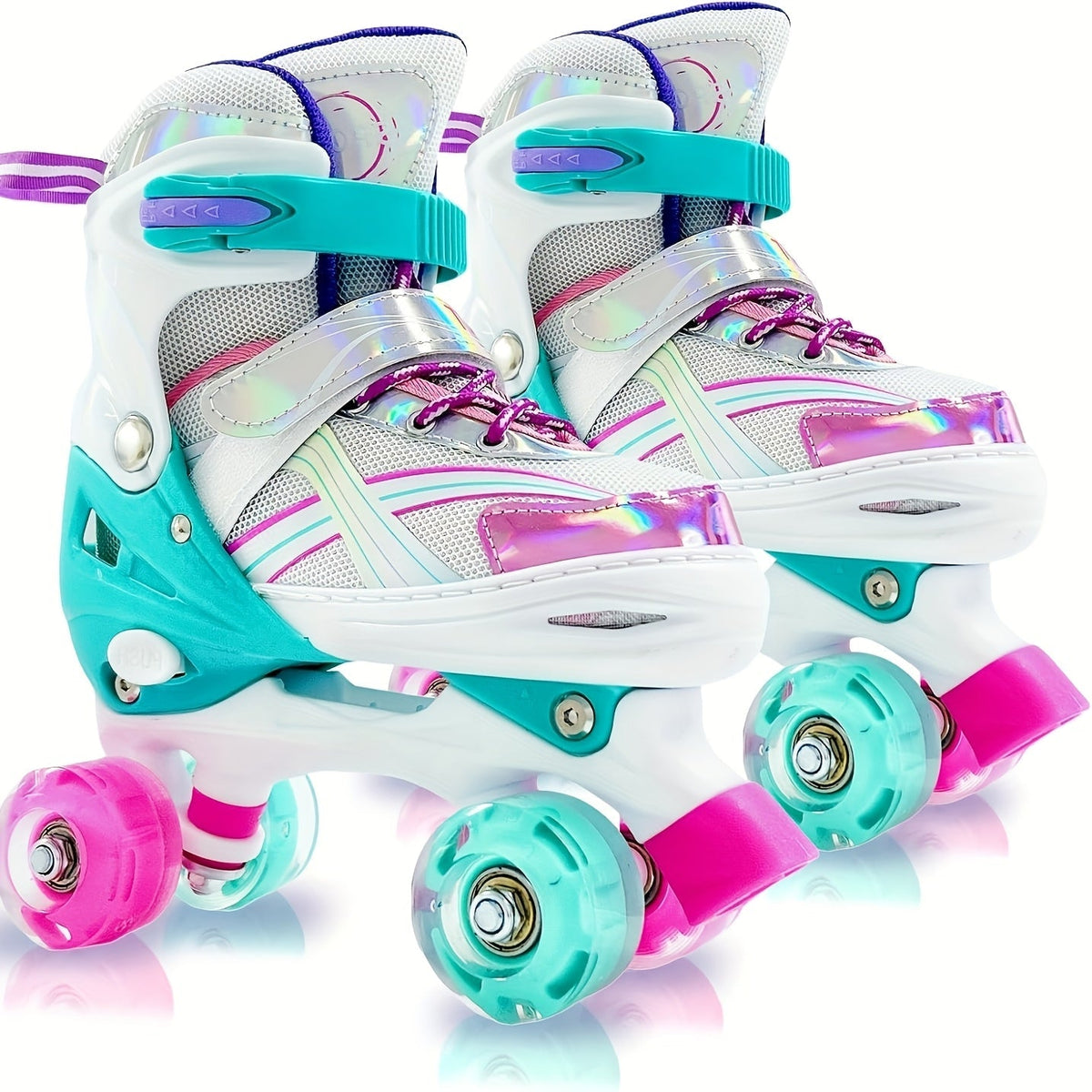 Kids Adjustable Roller Skates 3 Fit Levels Breathable Mesh Beginner Children Roller Skates 6 Colors Small Medium Large Little Kid Big Kid Youth Sizes Boys Girls Outdoor Indoor Skating