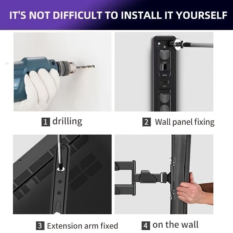 Full Motion TV Wall Mount Bracket Swivel Tilt Extend Arm for 22-55 Inch LED LCD TVs VESA Compatible Hardware Included
