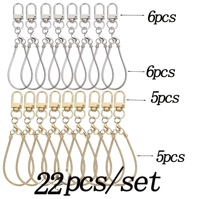 Blank Beadable Keychains Set DIY 22 or 48pcs Creative Keyrings for Handmade Bag Pendant Cup Phone Chain Wedding Party Birthday Gift for Her Him Gold Silver